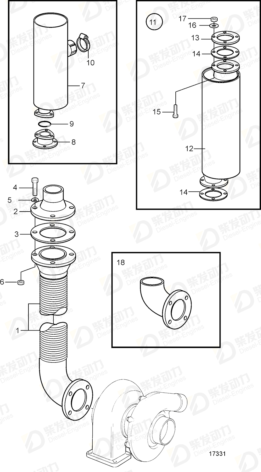 VOLVO Exhaust hose 3826561 Drawing